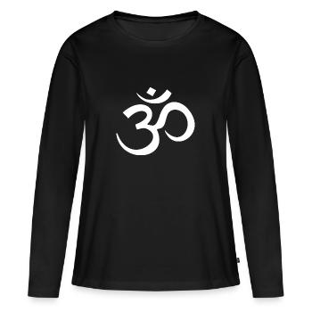 Om - T-shirt manches longues Premium bio Femme - noir - Devant - Julia (174cm)