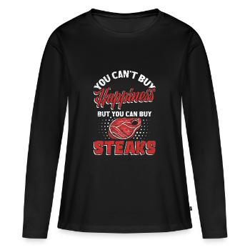 Steak - T-shirt manches longues Premium bio Femme - noir - Devant - Julia (174cm)