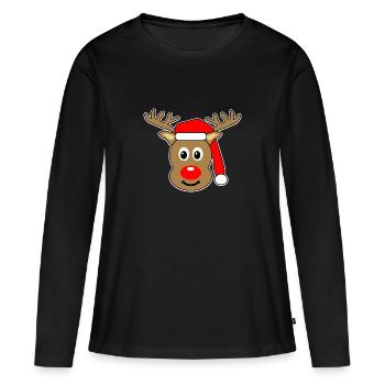 Rudolf, le renne au nez rouge - T-shirt manches longues Premium bio Femme - noir - Devant - Julia (174cm)