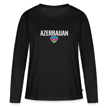 Azerbaïdjan Vintage Azerbaïdjan Drapeau - T-shirt manches longues Premium bio Femme - noir - Devant - Julia (174cm)