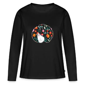 Afro Latina - T-shirt manches longues Premium bio Femme - noir - Devant - Julia (174cm)