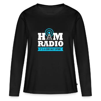 Antenne radio amateur - T-shirt manches longues Premium bio Femme - noir - Devant - Julia (174cm)