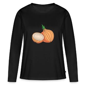 oignon - T-shirt manches longues Premium bio Femme - noir - Devant - Julia (174cm)