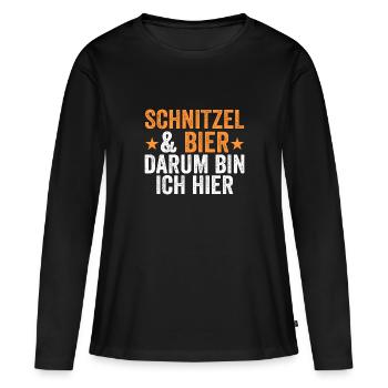 Schnitzel & Bier Wiener Fleischesser Geschenk - Frauen Premium Bio Langarmshirt - Schwarz - Vorne - Julia (174cm)