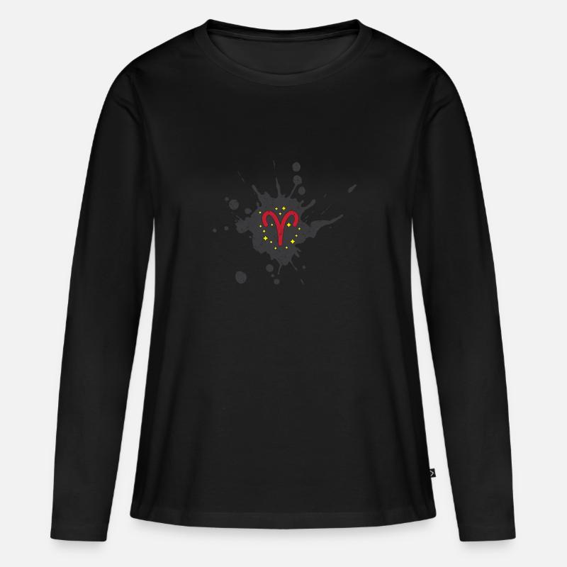 Sternzeichen Widder - Frauen Premium Bio Langarmshirt - Schwarz