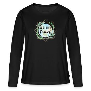 Passion to Travel Edition - T-shirt manches longues Premium bio Femme - noir - Devant - Julia (174cm)