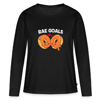 Bagel - T-shirt manches longues Premium bio Femme - noir - Devant - Julia (174cm)