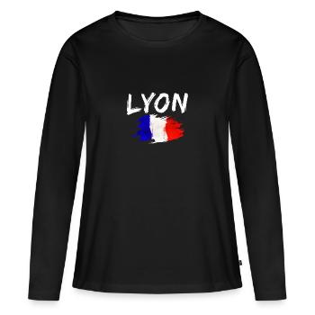 Lyon France Ville Drapeau Lyon - T-shirt manches longues Premium bio Femme - noir - Devant - Julia (174cm)