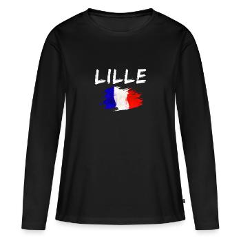 Lille France Ville Drapeau de Lille - T-shirt manches longues Premium bio Femme - noir - Devant - Julia (174cm)