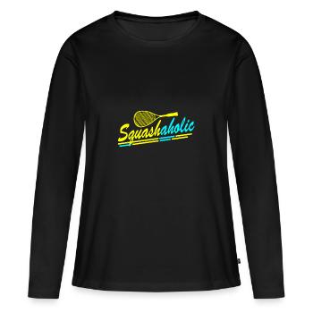 Cadeau de jeu de recul de sport de balle de squash - T-shirt manches longues Premium bio Femme - noir - Devant - Julia (174cm)