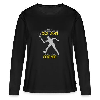 Cadeau de jeu de recul de sport de balle de squash - T-shirt manches longues Premium bio Femme - noir - Devant - Julia (174cm)