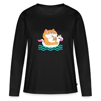 Pool Party - Frauen Premium Bio Langarmshirt - Schwarz - Vorne - Julia (174cm)