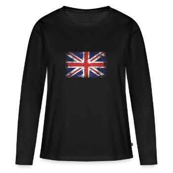 drapeau anglais Union Jack - T-shirt manches longues Premium bio Femme - noir - Devant - Julia (174cm)