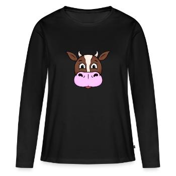 Cortical brun - T-shirt manches longues Premium bio Femme - noir - Devant - Julia (174cm)