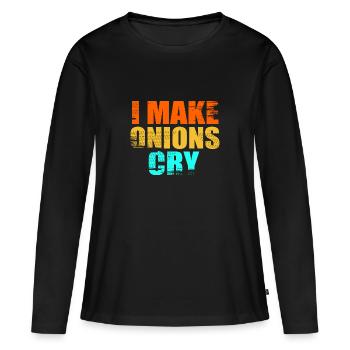 Oignon - T-shirt manches longues Premium bio Femme - noir - Devant - Julia (174cm)