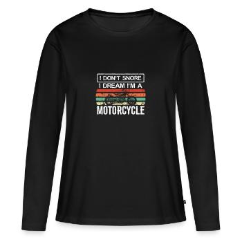 Je ne ronfle pas, je rêve que je suis un - T-shirt manches longues Premium bio Femme - noir - Devant - Julia (174cm)