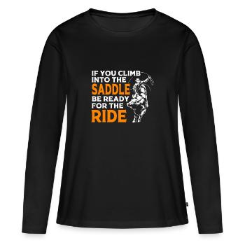 Rodéo - T-shirt manches longues Premium bio Femme - noir - Devant - Julia (174cm)