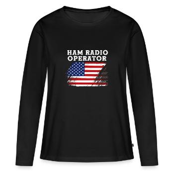 Antenne radio amateur - T-shirt manches longues Premium bio Femme - noir - Devant - Julia (174cm)