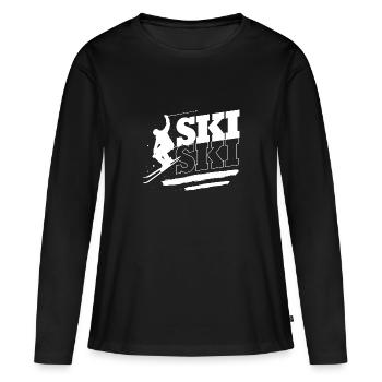 Ski Skiurlaub - Frauen Premium Bio Langarmshirt - Schwarz - Vorne - Julia (174cm)