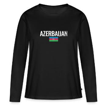 Azerbaïdjan Vintage Azerbaïdjan Drapeau - T-shirt manches longues Premium bio Femme - noir - Devant - Julia (174cm)