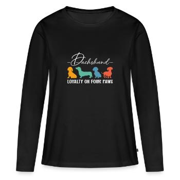 Fidélité teckel Loyauté sur quatre pattes - T-shirt manches longues Premium bio Femme - noir - Devant - Julia (174cm)