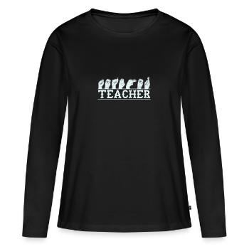 Professeur de langue des signes Apprendre la langue des signes - T-shirt manches longues Premium bio Femme - noir - Devant - Julia (174cm)