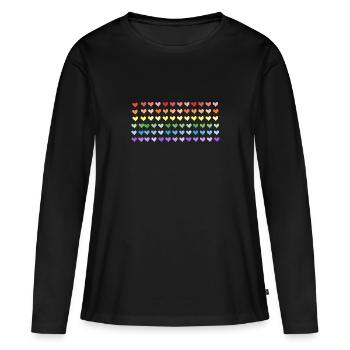 Couleurs arc-en-ciel rideau cœur pour le mois de la fierté LGBT - T-shirt manches longues Premium bio Femme - noir - Devant - Julia (174cm)