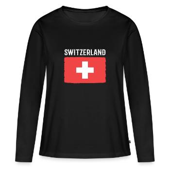Suisse Suisse Suisse Allemande - T-shirt manches longues Premium bio Femme - noir - Devant - Julia (174cm)