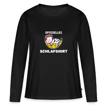 Schlafshirt Kuh Schlafanzug Geschenk - Frauen Premium Bio Langarmshirt - Schwarz - Vorne - Julia (174cm)