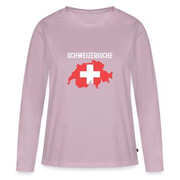 Suisse - T-shirt manches longues Premium bio Femme - rose poudré - Devant - Julia (174cm)