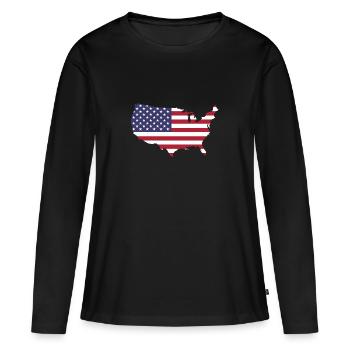 Drapeau américain - T-shirt manches longues Premium bio Femme - noir - Devant - Julia (174cm)
