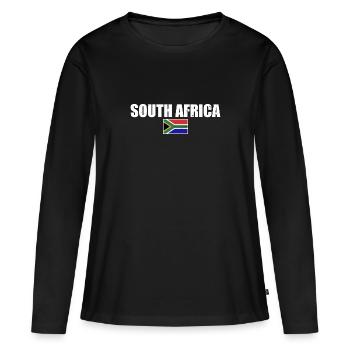 Afrique du Sud Drapeau Afrique du Sud Afrique du Sud - T-shirt manches longues Premium bio Femme - noir - Devant - Julia (174cm)