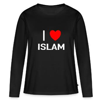 J’aime l’islam - T-shirt manches longues Premium bio Femme - noir - Devant - Julia (174cm)
