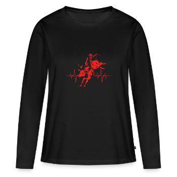 Rodéo - T-shirt manches longues Premium bio Femme - noir - Devant - Julia (174cm)