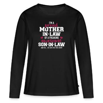 belle-mère - T-shirt manches longues Premium bio Femme - noir - Devant - Julia (174cm)
