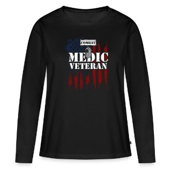 Combat Medic Veteran - Veteran - Frauen Premium Bio Langarmshirt - Schwarz - Vorne - Julia (174cm)