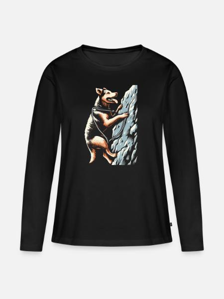 Klettersport und Hund - Frauen Premium Bio Langarmshirt - Schwarz