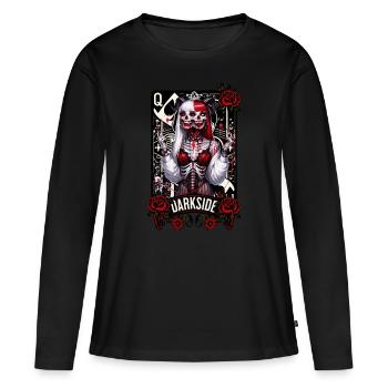Carte à jouer DARKSIDE QUEEN - T-shirt manches longues Premium bio Femme - noir - Devant - Julia (174cm)