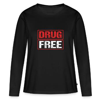 Drogenfrei Sucht Süchtig - Frauen Premium Bio Langarmshirt - Schwarz - Vorne - Julia (174cm)