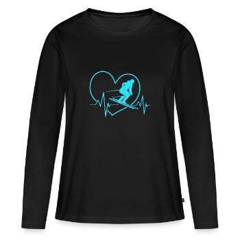 Ski Skiurlaub - Frauen Premium Bio Langarmshirt - Schwarz - Vorne - Julia (174cm)