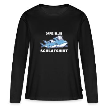 Schlafanzug Hai Haie Geschenk - Frauen Premium Bio Langarmshirt - Schwarz - Vorne - Julia (174cm)