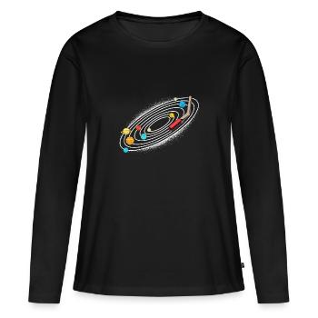 Univers Système Solaire - T-shirt manches longues Premium bio Femme - noir - Devant - Julia (174cm)