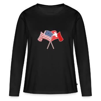 Suisse Suisse Suisse Allemande - T-shirt manches longues Premium bio Femme - noir - Devant - Julia (174cm)