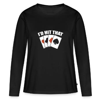Blackjack Black Jack - T-shirt manches longues Premium bio Femme - noir - Devant - Julia (174cm)