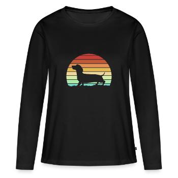 Dackel - Frauen Premium Bio Langarmshirt - Schwarz - Vorne - Julia (174cm)