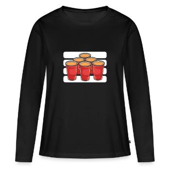 Beer Pong Beer Pong - T-shirt manches longues Premium bio Femme - noir - Devant - Julia (174cm)
