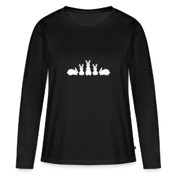 5 lapins blancs - T-shirt manches longues Premium bio Femme - noir - Devant - Julia (174cm)