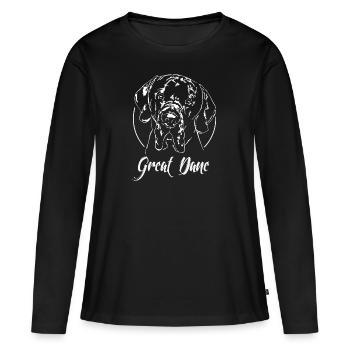 DOGUE ALLEMAND - T-shirt manches longues Premium bio Femme - noir - Devant - Julia (174cm)