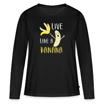 Vivre comme une banane - T-shirt manches longues Premium bio Femme - noir - Devant - Julia (174cm)