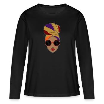Afro Black Woman Kopfbedeckung Style - Frauen Premium Bio Langarmshirt - Schwarz - Vorne - Julia (174cm)